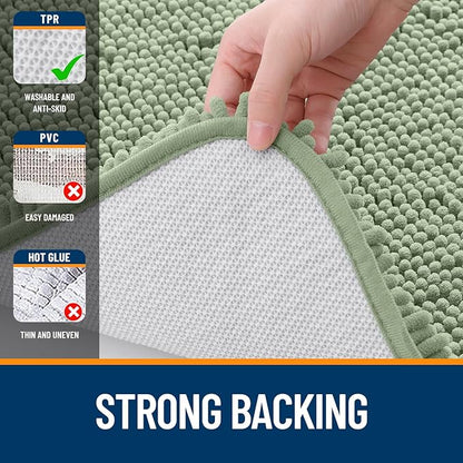 OLANLY Large Bathroom Rugs 50x30, Extra Soft Absorbent Chenille Bath Rugs, Rubber Backing Quick Dry, Machine Washable Bath Mats for Bathroom Floor, Tub and Shower, Home Decor Accessories, Sage Green