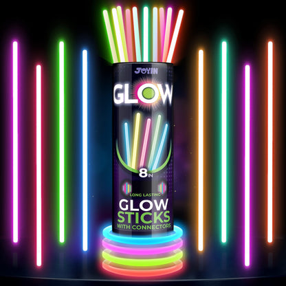 JOYIN 400 Pcs 8" Glowsticks, Halloween Supplies Pack, Bracelets Necklaces, Glow in the Dark Party Favors, Easter, Christmas, Football Party Supplies