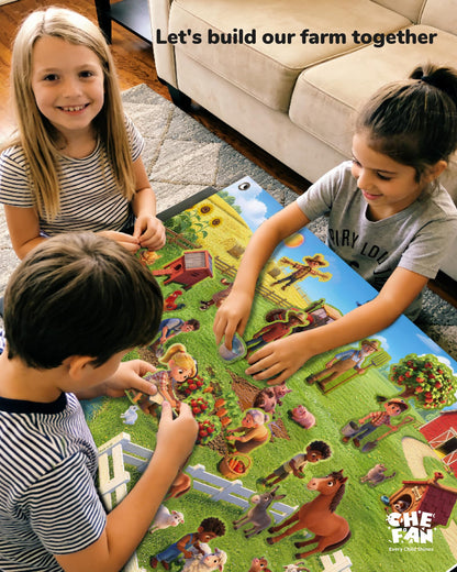 CHEFAN Farm Animals Felt Story Board Set 58 PCS, 3.5FT Interactive Storytelling Early Learning Play Kit Wall Hanging for Kids Children, Preschool Farmhouse Barnyard Busy Board Toys for Ages 2-4