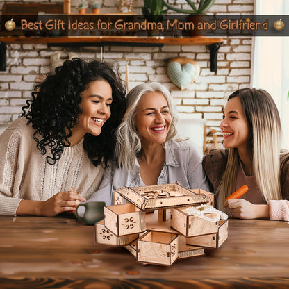 3D Wooden Puzzles for Adults - Mechanical Dragon Treasure Chest Model Kit, DIY Engineering Project, Unique Gift for Women, Collectible Art and Home Display