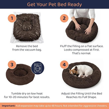 Donut Dog Bed - Premium Comfort for Anxiety Relief - Fluffy & Calming Design with Ultra-Plush Support | Cozy Round Dog Bed with Super Soft Circle Style (Coffee, X-Large)