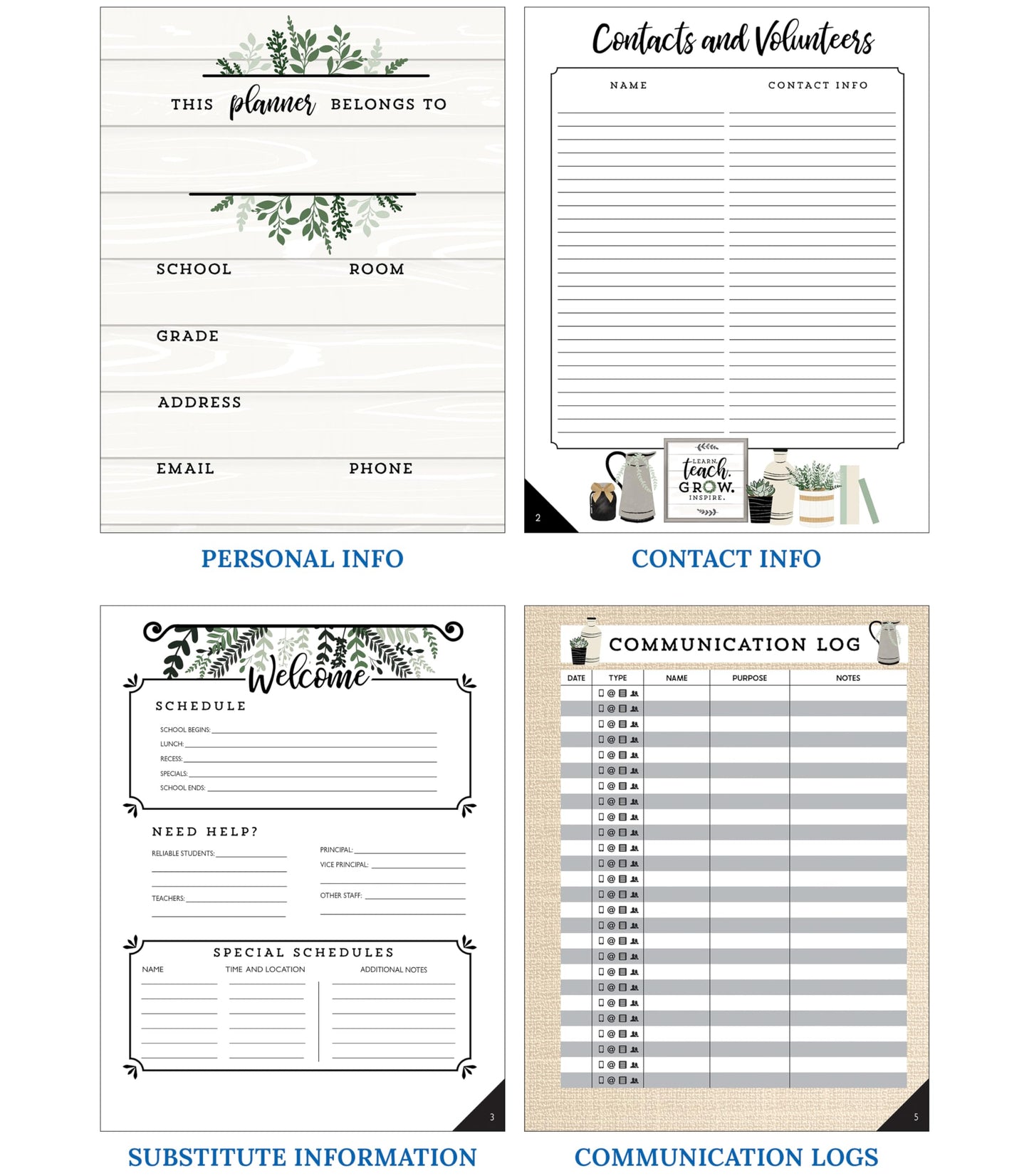 Carson Dellosa Education Modern Farmhouse Teacher Planner 2026-2027,Undated 8" x 11" Lesson Plan Book With Stickers, Class Schedule & Weekly Calendar School Supplies, Homeschool & Classroom Must Haves