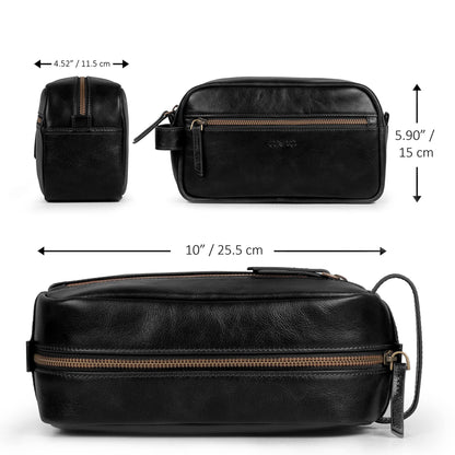 Londo Genuine Leather Travel Toiletry Bag – Makeup, Shaving Organizer, Dopp Kit for Men & Women, Durable & Stylish Travel Accessory