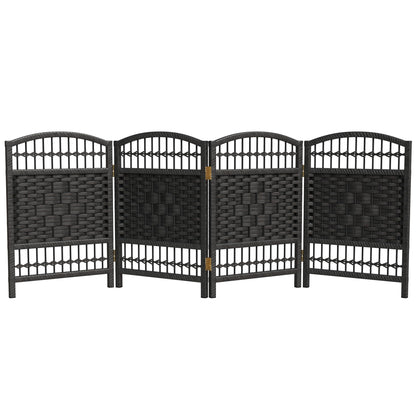 Red Lantern 2 ft. Short Fiber Weave Folding Screen - Black - 4 Panels