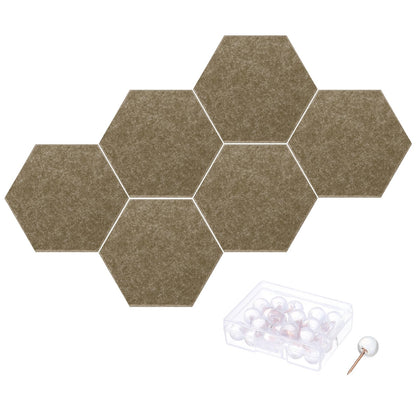 PATIKIL Felt Bulletin Board, 12"x10", 6 Packs Self Adhesive Hexagon Felt Tiles for Sound Proofing Wall Panels for Home Office Recording Studio,Game Room, Deep Brown