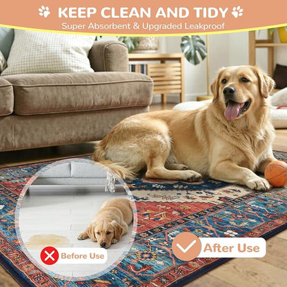 Lahome Super Absorbent Washable Pee Pads for Dogs - Secure Floor Protection - Non-Slip, Leakproof Reusable Pads for Training, Crates & Playpens (2 Pack, 36"x36", Red)