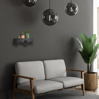 Gothvanity Gothic Bat Floating Shelves 2 Pack - Black Spooky Dark Aesthetic Wall Mounted Storage, Wooden Home Decor for Bedroom Kitchen Bathroom Office