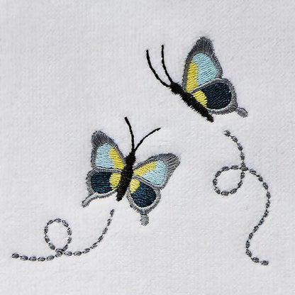 SKL Home Dancing Butterflies 100% Cotton Embroidered 2pc Hand Towel Set