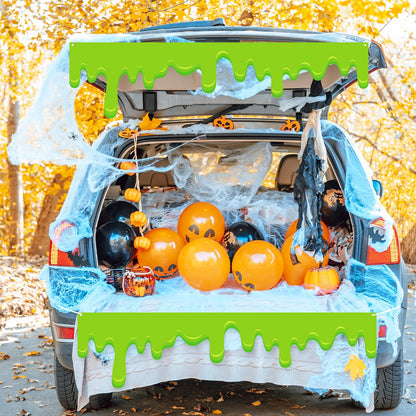 Panelee 4 Pack Halloween Green Slime Banner 51.2 x 13 Inch Halloween Themed Party Hanging Backdrop Decoration Slime Roof Fence Signs Decor for Indoor Outdoor Eaves Doorways Windows Balcony (Green)