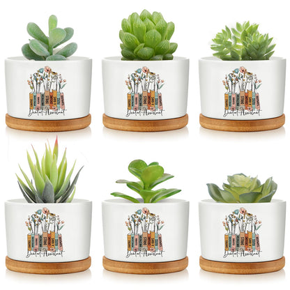 Havawish 6 Pcs Dental Assistant Gift Ceramic Succulent Planter Pots Mini Porcelain Plant Containers Funny Gifts for Dentist Dental Office Home Desk Tooth Decoration, Plants Excluded