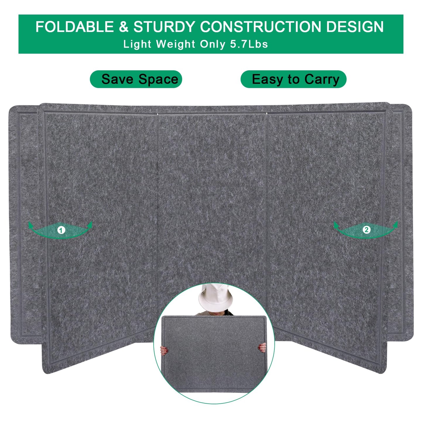 Large Bulletin Board - 72 X 48 inches Decorative Felt Pin Board - 6' x 4' Cork Board Alternative for Wall - Foldable Picture Board Self-Adhesive Vision Board Prayer Board with 30 Pushpins - Dark Gray