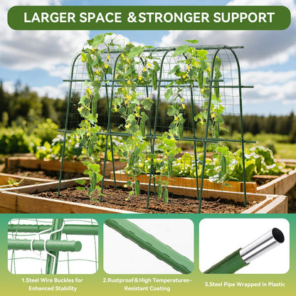 65"×48" Cucumber Trellis for Raised Bed, U-Shape Garden Trellis for Climbing Plants Outdoor, Metal Arch Vegetables Trellis, Detachable Cucumber Plant Support for Tomato,Squash