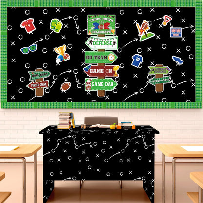 Qyeahkj Football Bulletin Board Paper Roll Football Tactic Bulletin Board Background Paper Fade Resistant Classroom Decoration Poster Art Craft Home Wall Education Decoration Supplies 17.7in x 20ft