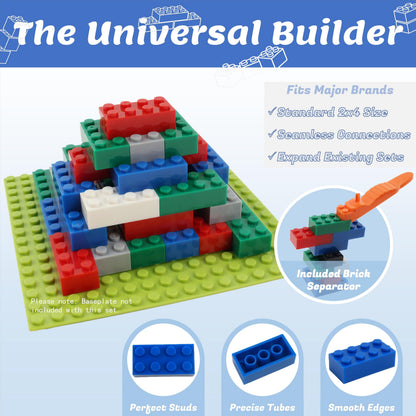 PUZSNAP 2×4 Building Blocks, 205 Pieces in 6 Colors, Essential Parts for Creative Play, Compatible with Major Bricks for Expansion