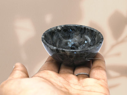Larvikite Crystal Bowl - 2 Inch Decorative Bowls for Room and Home Decor - Gemstone Healing Crystals for Elegant Display, Positive Energy Balance and Gift