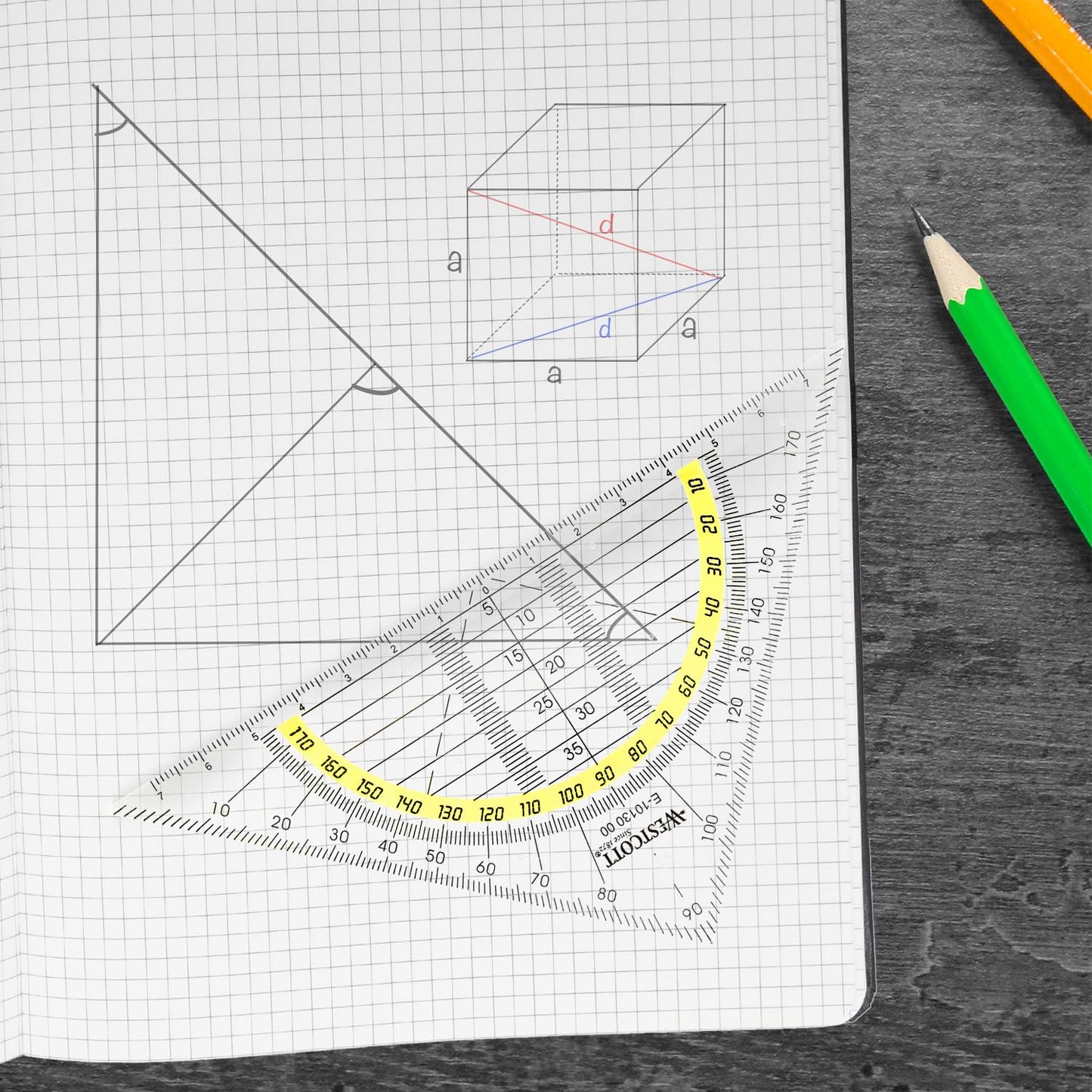 Westcott Set Square, Plastic, 14 cm, Transparent, Other Styles Available 1 Items 14 cm/ohne Griff