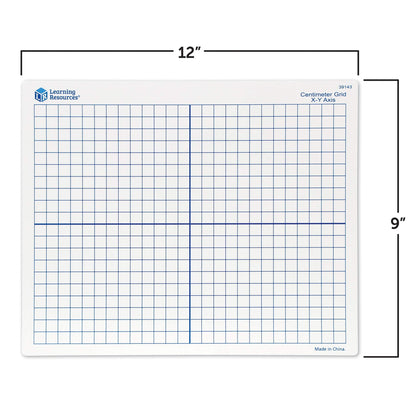 Learning Resources 9"x 11" Double Sided X-Y Axis Dry Erase Mats, Graphing, Math Classroom Accessories, Teaching Aids, Set of 10, Ages 6+
