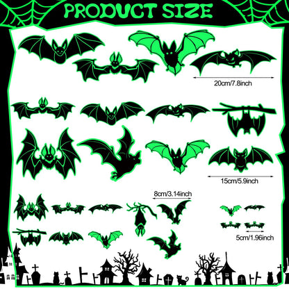 28 Pcs Halloween Magnets Decoration Glow Halloween Car Bats Magnet Stickers Luminous Fridge for Garage Metal Door Kitchen Spooktacular Decoration