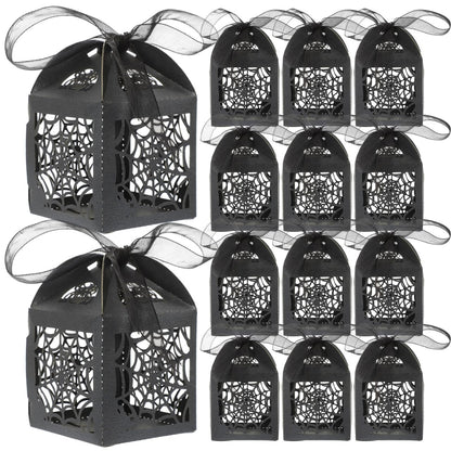 BESTOYARD Halloween Hollow Die-Cut Candy Boxes with Ribbon - Wedding Favor Boxes for Party Treats and Packaging 8.27 X 4.53 Inches 50 Pieces