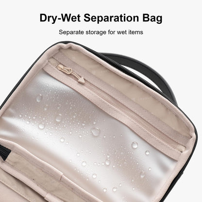 LEVEL8 Travel Toiletry Bag for Men Women, Water Repellent Shaving Bag for Toiletries Accessories, Storage Bags with Divider and Handle, Small/Black