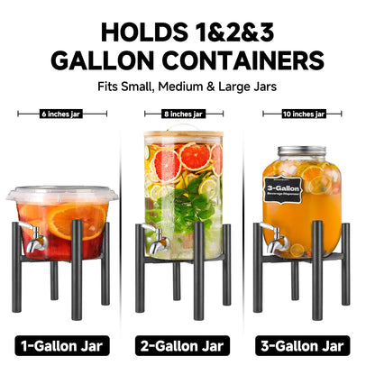 Adjustable Drink Dispenser Stand,Beverage Dispenser Stand only,Fit 1-3 Gallon Container,Water Jug Jar,Beverage Dispenser,Glass Water Jug,for Parties outdoors (For 6"-10" Despenser)