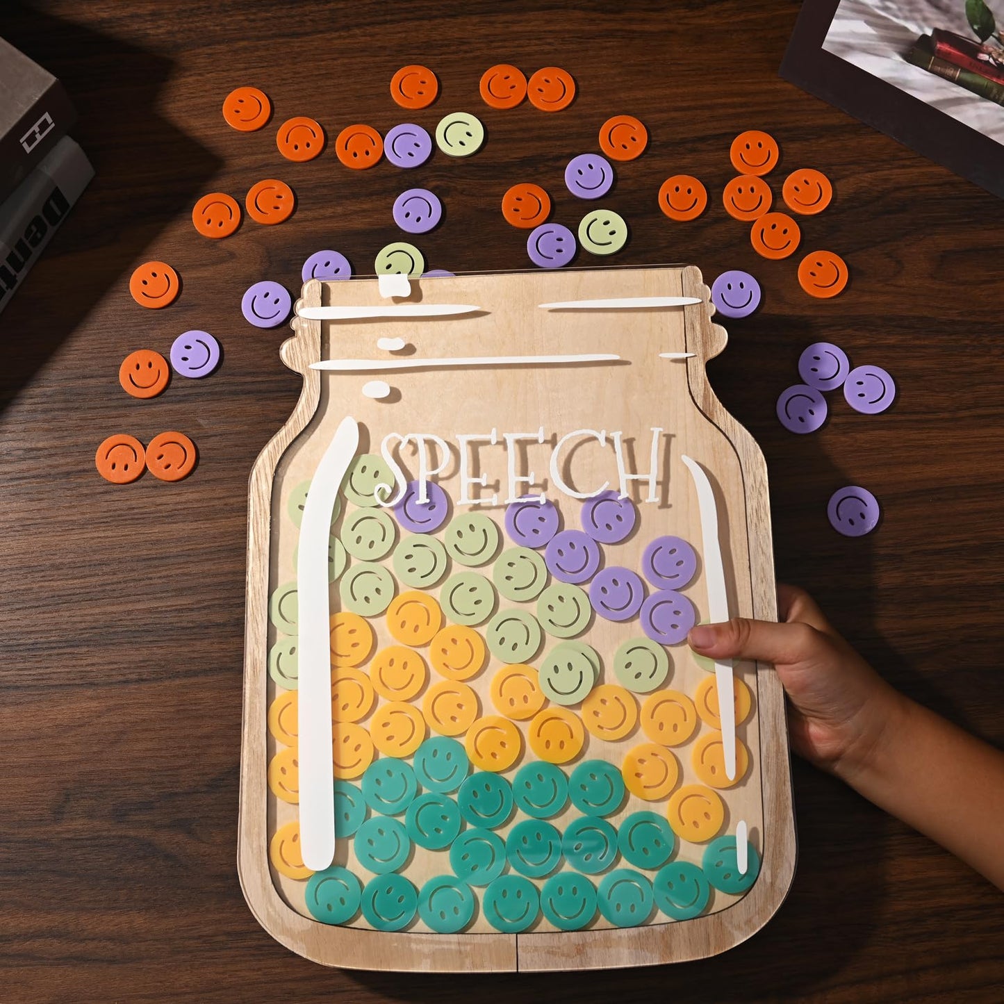 TINGKU 100 Tokens Smiley Face Classroom Reward System Magnetic Jar, Extra Large Class Reward Behavior Jar for Kids, Teacher Reward Incentive Jar for Classroom, Behavior Management Classroom Tools