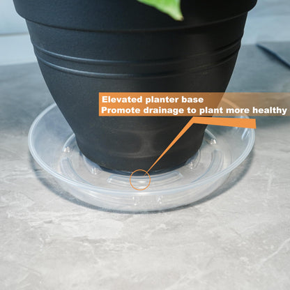 MSKIAUO 2 Packs Plant Saucer Pot Tray, 14 inch Clear Flower Planter Saucers and Drip Trays, 13 inch Plastic Flower Planter Saucers for Indoors Outdoors, Heavy Durable Plant Plate Water Catcher