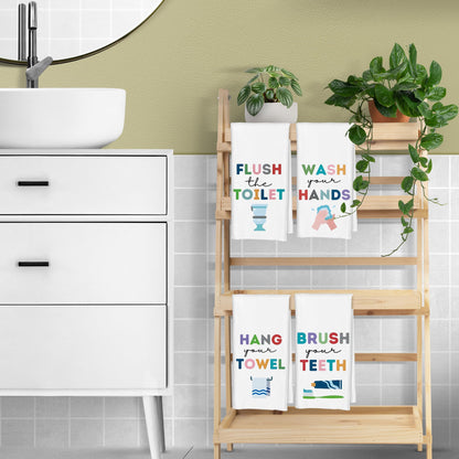 CIOJUNE Kids Bath Towels, Kids Bathroom Decor Sets of 4，Toddler Boys Girls Bathroom Decoration, Kids Decorative Hand Towels for Bath, Wash Your Hands BathroomS Decoration, 16x24 in
