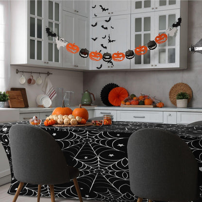 Oudain 2 Pcs Halloween Stretch Table Cover 6 Feet White Black Spider Web Spandex Table Clothes Gothic Spider Cobweb Scary Party Decorations for Halloween Home Decorations Party Celebration