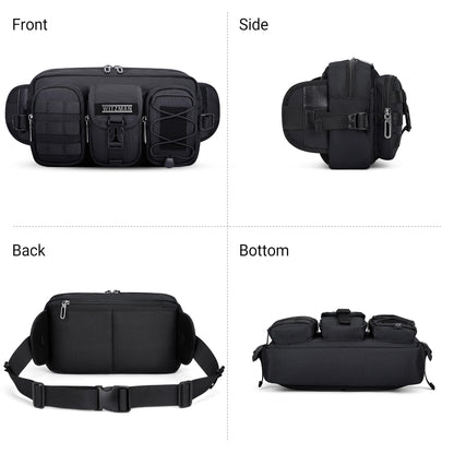 WITZMAN Fanny Pack for Men Fashion Waist Zipper Pack Bags Mens Belt Bag with Multi-pocket for Traveling Daily Walking（B733 Black）