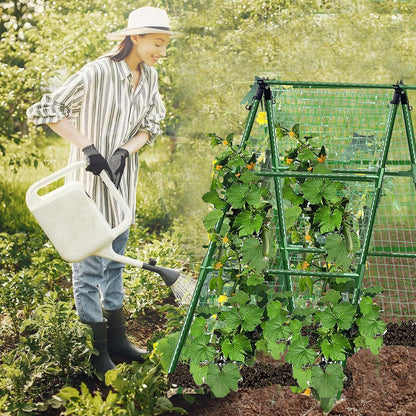 JK-GMTE Cucumber Trellises A Frame Plant Supports Green Trellis for Cucumber, Climbing Plants Vegetables Flowers (Green) 47x15in