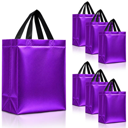 Nush Nush Shiny Purple Gift Bags Bulk, Set of 30 - Reusable Medium Gift Bags with Handles - Purple Goodie Bag Perfect for Halloween, Holidays, Birthday Party Favor, Small Business, Events - 8Wx4Dx10H