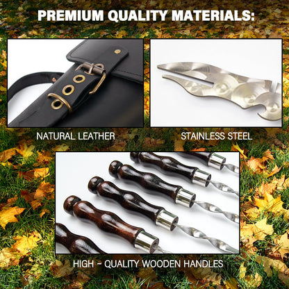 Grilling Supplies - Outdoor Grill Accessories for BBQ - Premium Barbecue Tool Sets Grill Utensils - BBQ Gear - Grill Skewers Set with Case Hunting Quiver