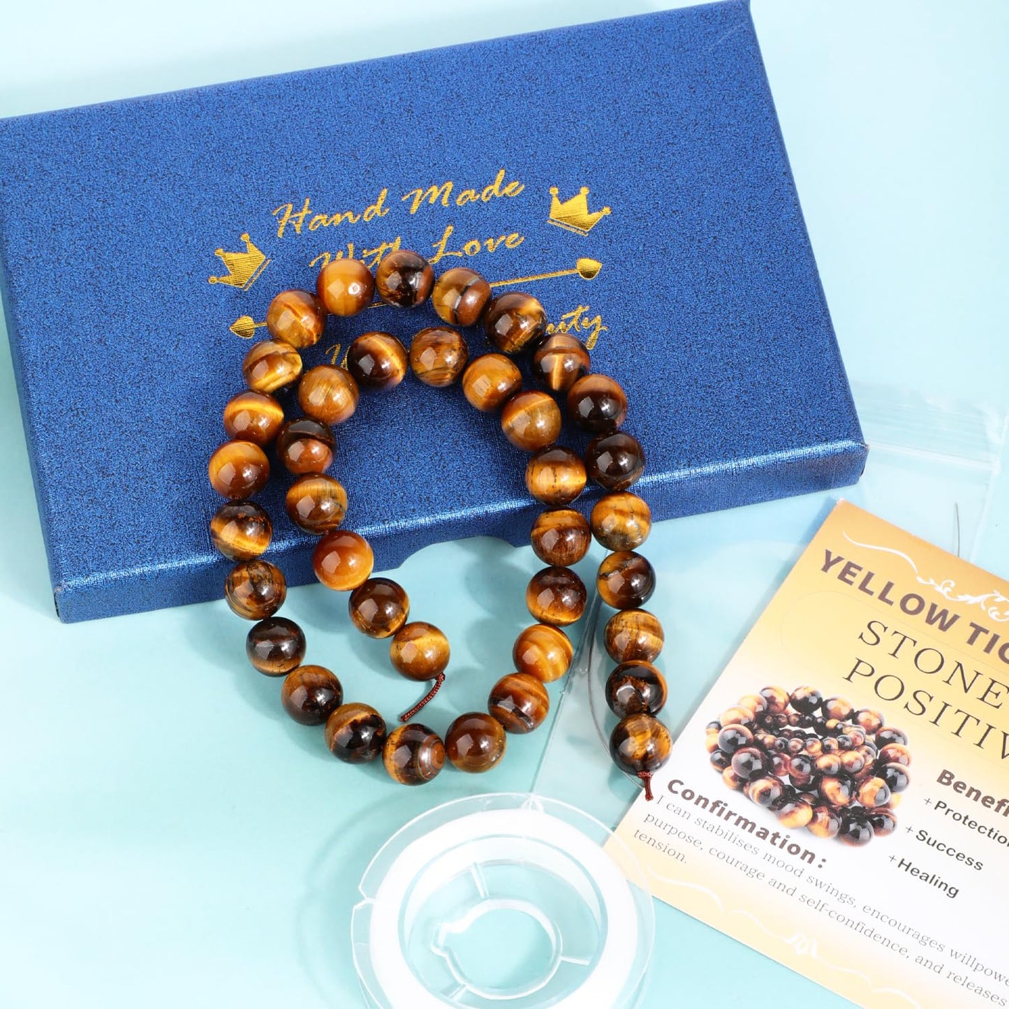 CMBYN Natural Stone Beads Round Genuine Real Stone Beading Strand Loose Gemstones DIY Smooth Bead for Bracelet Necklace Earrings Jewelry Making (Yellow Tiger's Eye, 10mm 36 Pieces)