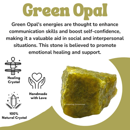 Amazing Gemstone Green Opal Raw Crystals and Healing Stones, Natural Rocks for Tumbling and DIY Raw Stones and Crystals (1 lb)