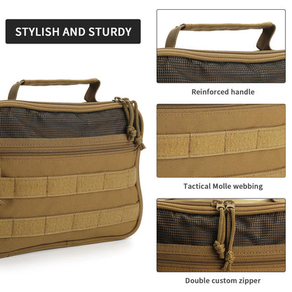 SUNRISING Tactical Travel Toiletry Bag for Men and Women, Hanging Travel Toiletry Organizer Dopp Kit, Toiletries Shaving Hygiene Bathroom Bag,Men's Toiletry Bag for Short Trips Camping - Khaki