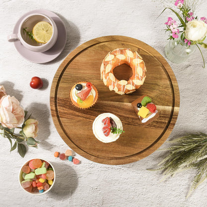 JOCHER Acacia Wood Cake Stand with Lid, 2-In-1 Cake Plate with Acrylic Lid, 12in Round Dessert Table Display Set, Raise Dome for Charcuterie Board, Cheese, Chips & Dips, Nachos, Fruit Platter (12in)