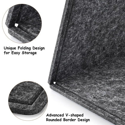 Large Bulletin Board, Foldable 60x36 Inches Cork Board Alternative, Large Felt Board Decorative Pin Board for Wall, Foldable Photo Board Self-Adhesive Vision Board with 36 Pushpins Dark Gray