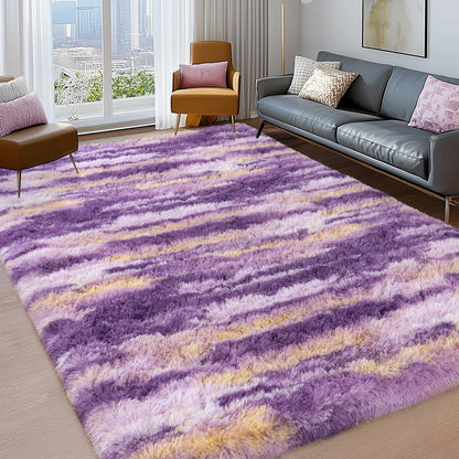 Ailyei Shag Rugs for Bedroom, 4x6 Abstract Purple Soft Fuzzy Rugs for Living Room, Fluffy Shaggy Plush Carpet Girls Kids Room Dorm Upgrade Non-Slip