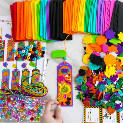 Winlyn 36 Sets Halloween Craft Kits Fall Kids Crafts DIY 3D Halloween Bookmarks Art Sets Monster Jack-O'-Lantern Foam Stickers Arts and Crafts for Kids Classroom Activities Trick-or-Treat Party Favors
