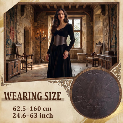 Essestim Renaissance Leather Corset Belt Tied Medieval Viking Belt Tight Corset Wide Cinch Belt for Women (Brown)
