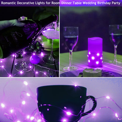 SmilingTown 12 Packs 20 LED Wine Bottle Lights with Cork - Silver Wire Fairy String Lights Battery Operated Cork Lights for Wine Liquor Bottle,Halloween,Christmas,Birthday,Wedding Party Decor(Purple)