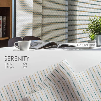 GoDear Design Adjustable Sliding Panel Track Room Dividers 45.8"- 86" W x 96" H, Extendable Vertical Blinds for Sliding Glass Doors Windows Wall Partitions, Trimmable Fabric Panel Curtains, Serenity