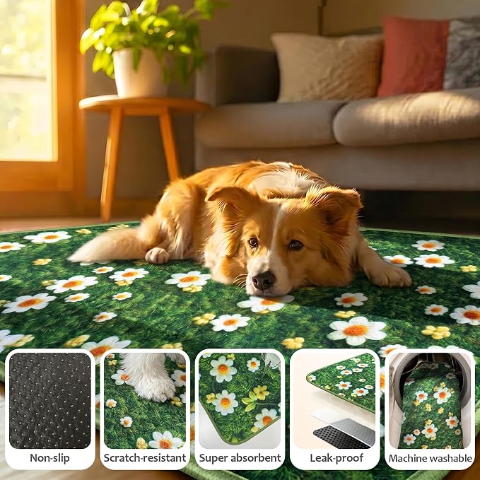 Washable Pee Pads for Dogs, Reusable Puppy Potty Training Pads, Ultra-Absorbent Thick Waterproof Leak-Proof Non-Slip Pads & Mat for Crate, Playpen, Floor, Whelping & Housebreaking , 2 Pack 18"x24"