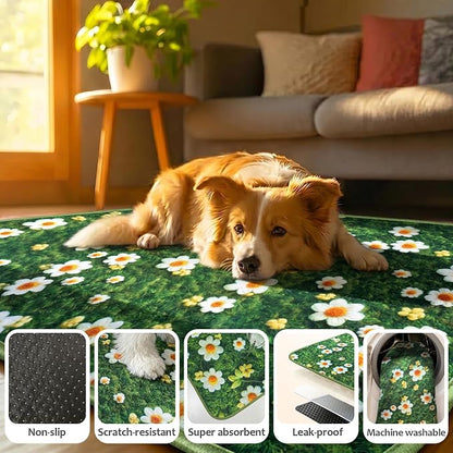 Washable Pee Pads for Dogs, Reusable Puppy Potty Training Pads, Ultra-Absorbent Thick Waterproof Leak-Proof Non-Slip Pads & Mat for Crate, Playpen, Floor, Whelping & Housebreaking , 1 Pack 72"x72"