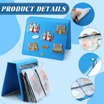 Windkream 16 Pack Felt Board Story Sets Flannel Felt Story Board Pieces with a Multi Functional Pieces Storage Binder and 16 Pcs Pocket for Activities Time(Bible Stories)