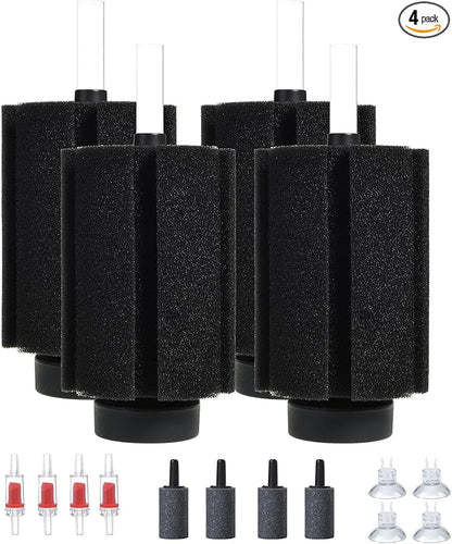 ALEGI Aquarium Bio Sponge Filter with Ceramic Media for Clear and Quiet Aquariums for Betta Fry Shrimp Tiny Fish Tank (75+ Gallon 4 Pack)