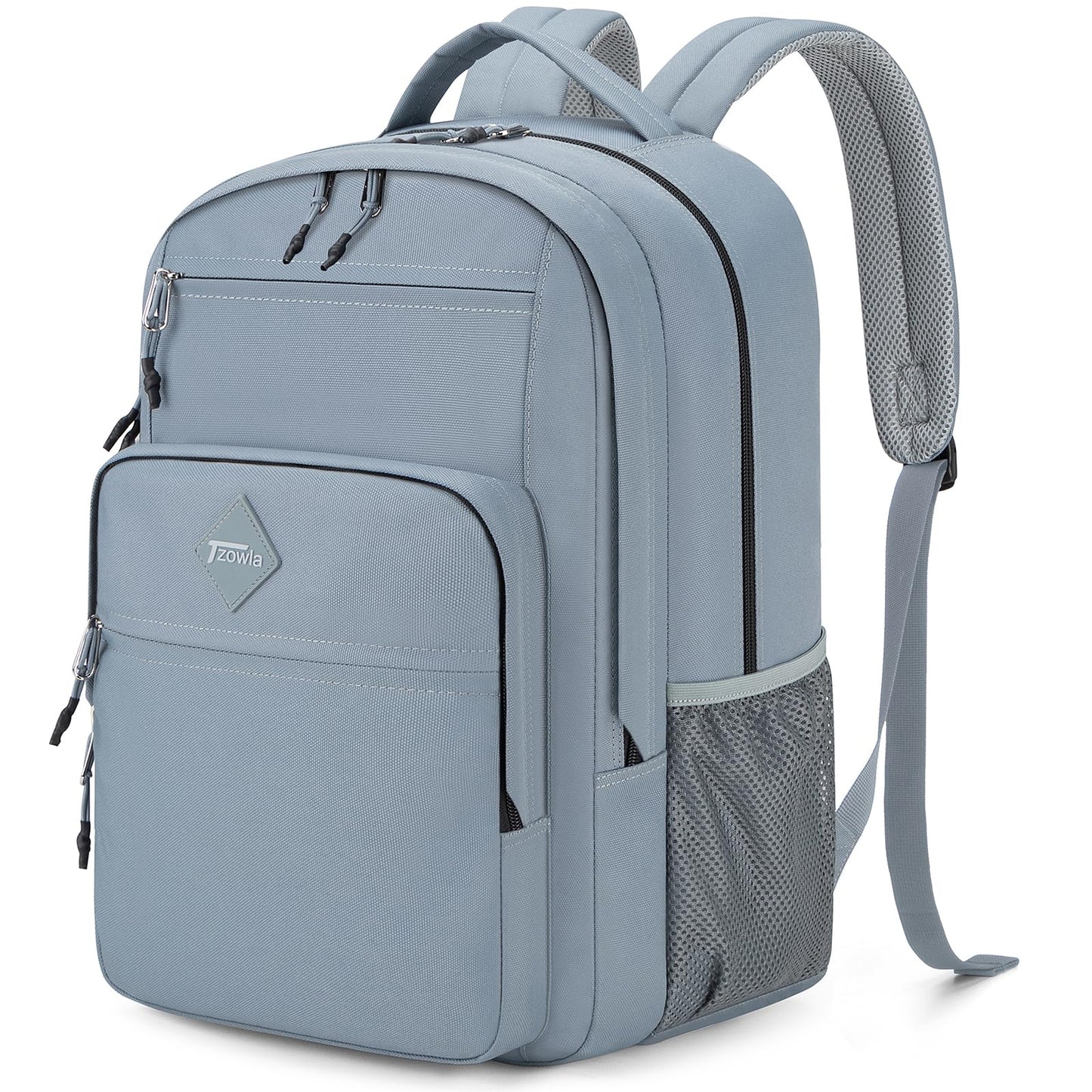 Tzowla School Backpack for Teen Girs and Boys,15.6 Inch Laptop Bookbag for 14-18 Teenage,Lightweight Students Backpacks for College/Campus/High Shool,Water Resistant Casual Daypack(Grey)