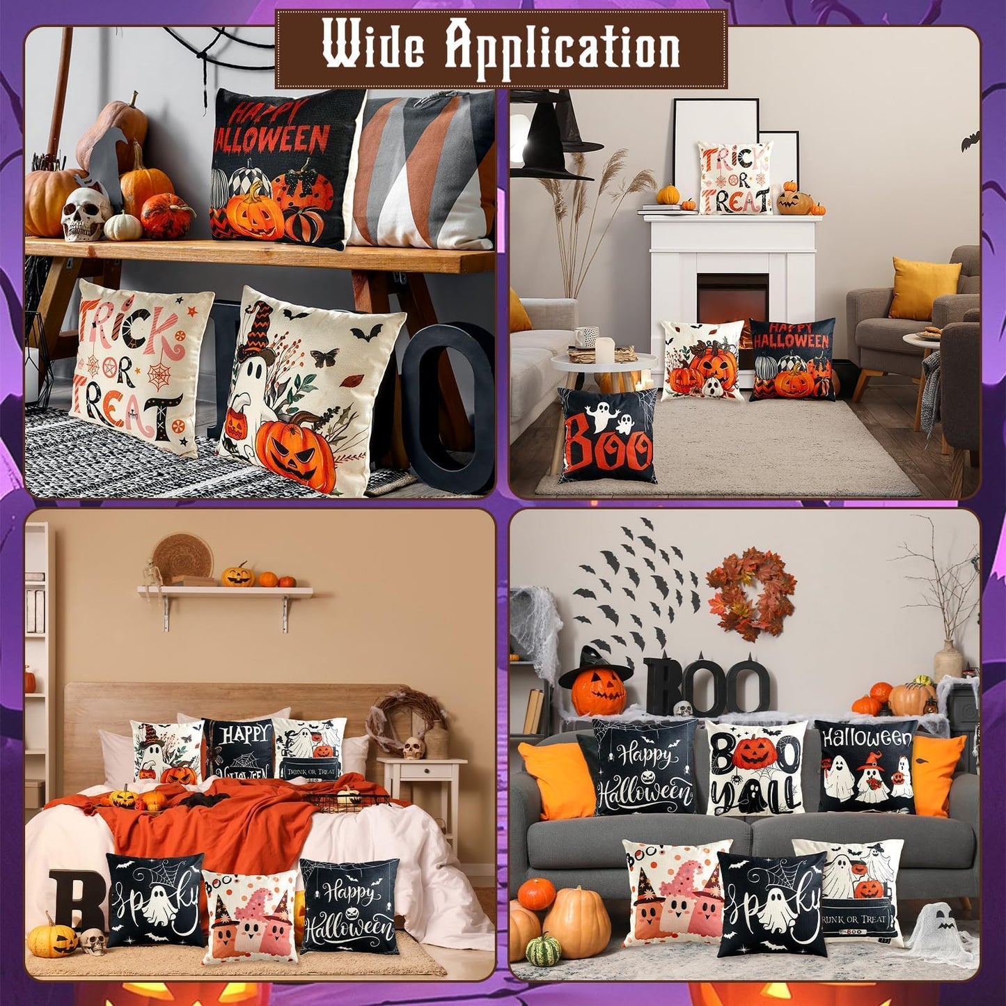 gisgfim 12Pcs Halloween Pillow Covers 18 x 18 inch Boo Ghost Pillow Covers Happy Halloween Cushion Cases Decorations Cushion Case Decorations for Home Bed Sofa Couch Farmhouse Holiday Decor