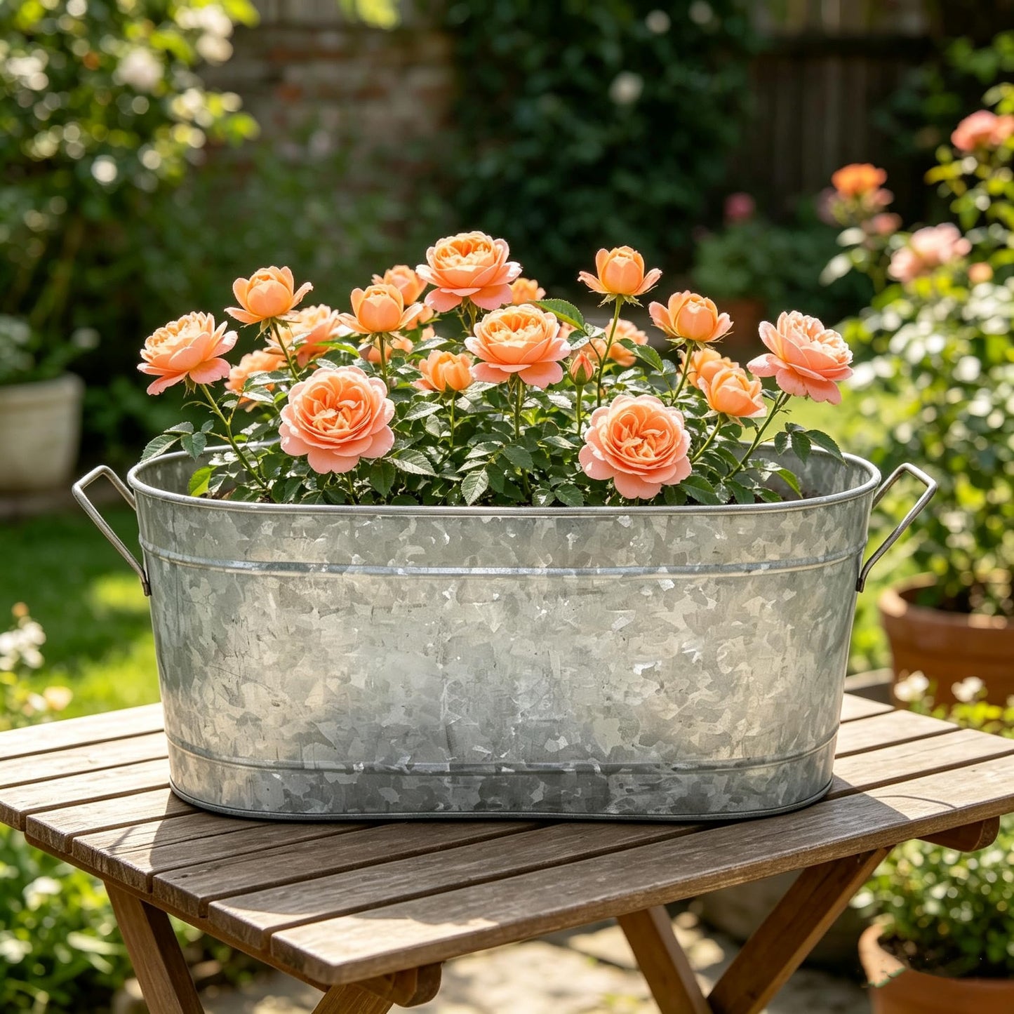 Hosley Galvanized Oval Tub with Handles 18 Inch - Beverage Party Chiller, Garden Planter, Multipurpose Party Ice Holder